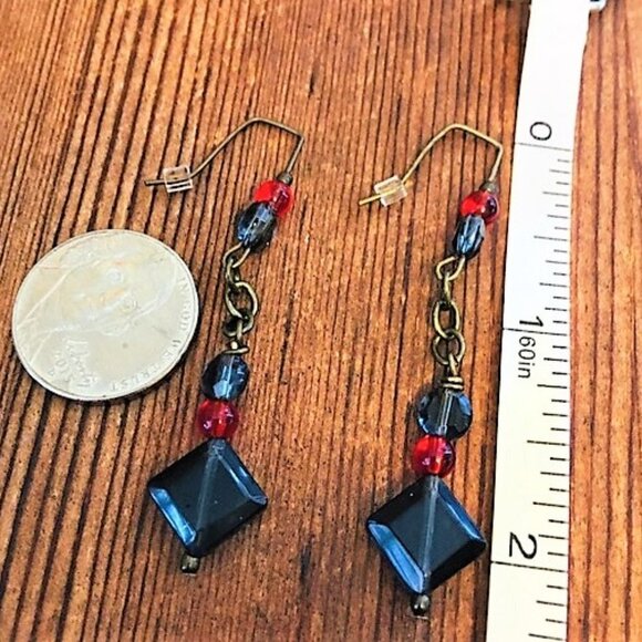 * Midnight Blue Ladies Dangle Earrings,  Handmade Ladies Earrings - Picture 2 of 2